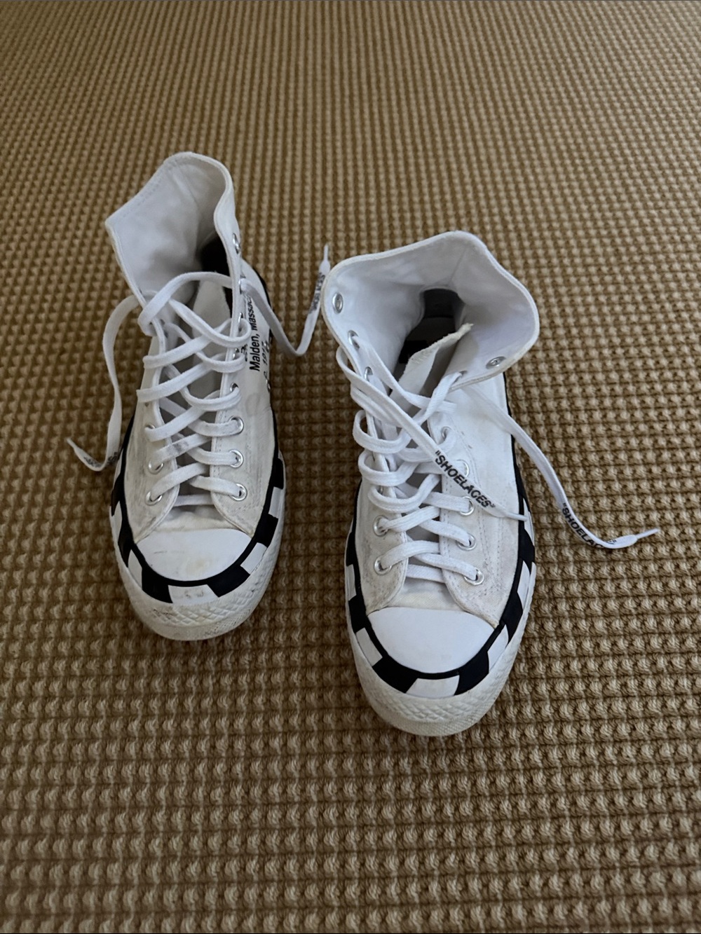 Converse White High-Top Sneakers with Black Graphic Trim